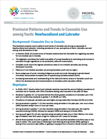 Provincial Patterns and Trends in Cannabis Use among Youth: Newfoundland and Labrador