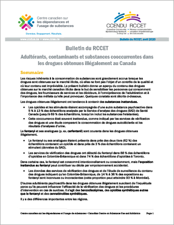  Adultérants, contaminants et substances cooccurrentes dans les drogues obtenues illégalement au Canada (Bulletin du RCCET)