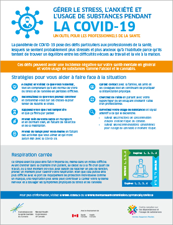 Gérer le stress, l’anxiété et l’usage de substances pendant la COVID-19 : un outil pour les professionnels de la santé [infographie]