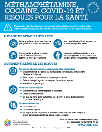  Méthamphétamine, cocaïne, COVID-19 et risques pour la santé [infographie]