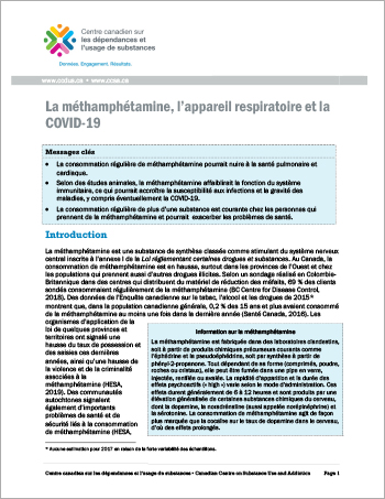 La méthamphétamine, l’appareil respiratoire et la COVID-19 [rapport]