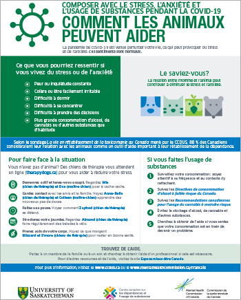 Composer avec le stress, l’anxiété et l’usage de substances pendant la COVID-19 : comment les animaux peuvent aider [infographie]