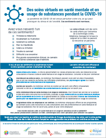 Des soins virtuels en santé mentale et en usage de substances pendant la COVID-19 [infographie]