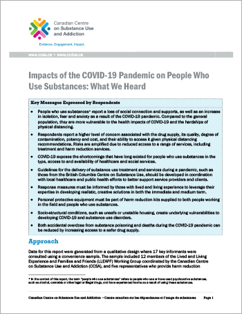 Impacts of the COVID-19 Pandemic on People Who Use Substances: What We Heard