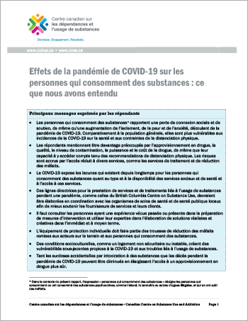 Effets de la pandémie de COVID-19 sur les personnes qui consomment des substances : ce que nous avons entendu