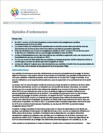 Opioïdes d’ordonnance (Sommaire canadien sur la drogue)