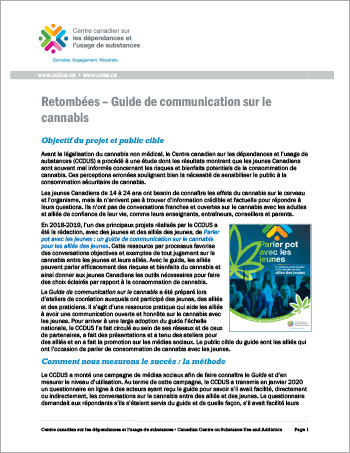 Retombées – Guide de communication sur le cannabis