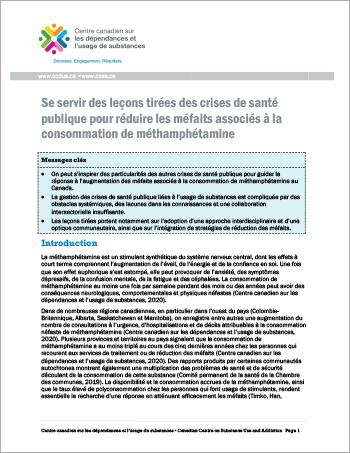 Se servir des leçons tirées des crises de santé publique pour réduire les méfaits associés à la consommation de méthamphétamine [rapport]