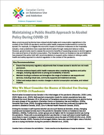 Maintaining a Public Health Approach to Alcohol Policy During COVID-19 [Policy Brief]