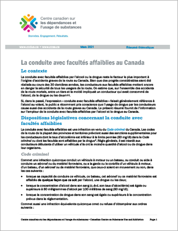 La conduite avec facultés affaiblies au Canada (Résumé thématique)