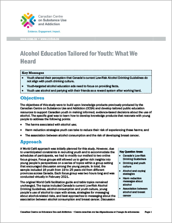 Alcohol Education Tailored for Youth: What We Heard [report]