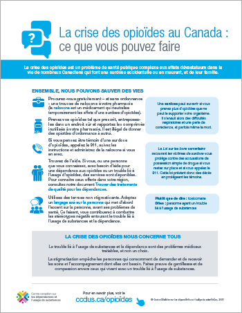 La crise des opioïdes au Canada :  ce que vous pouvez faire [affiche]