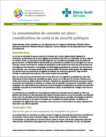 La consommation de cannabis sur place : considérations de santé et de sécurité publiques [Document d’orientation]