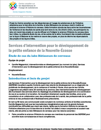 Services d’intervention pour le développement de la petite enfance de la Nouvelle-Écosse : étude de cas du labo Bâtisseurs de cerveaux