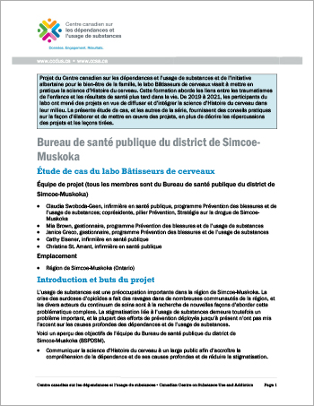 Bureau de santé publique du district de Simcoe-Muskoka : étude de cas du labo Bâtisseurs de cerveaux