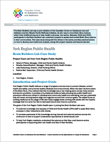 Santé publique de la région de York : étude de cas du labo Bâtisseurs de cerveaux