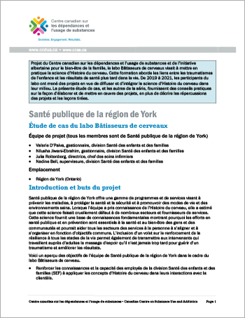 Santé publique de la région de York : étude de cas du labo Bâtisseurs de cerveaux