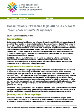 Consultation sur l’examen législatif de la Loi sur le tabac et les produits de vapotage