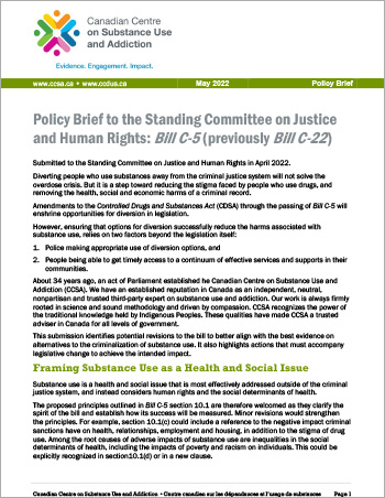 Policy Brief to the Standing Committee on Justice and Human Rights: Bill C-5 (previously Bill C-22) (Policy Brief)