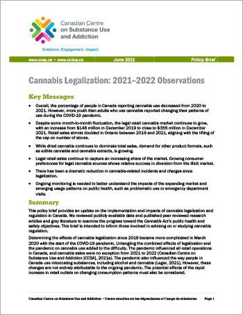 Cannabis Legalization: 2021–2022 Observations (Policy Brief)