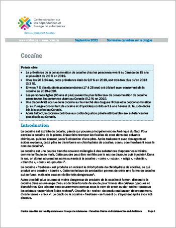 Canadian Drug Summary Cocaine 2022