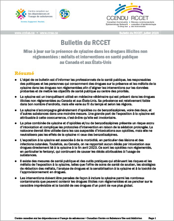 Bulletin du RCCET : nouvelles données sur la xylazine au Canada et aux États-Unis