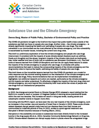 Substance Use and Climate Change