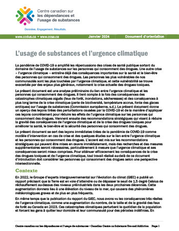 L’usage de substances et l’urgence climatique