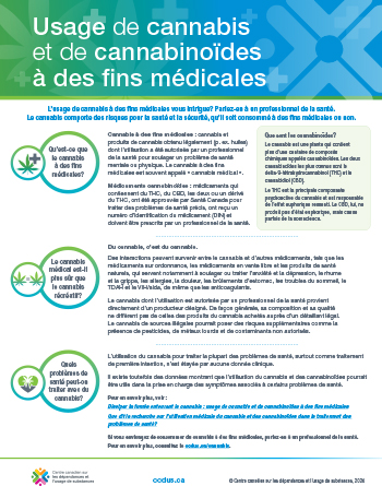 Usage de cannabis et de cannabinoïdes à des fins médicales