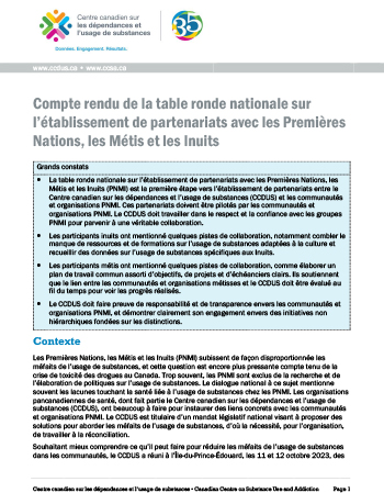 Compte rendu de la table ronde nationale sur l’établissement de partenariats avec les Premières Nations, les Métis et les Inuits