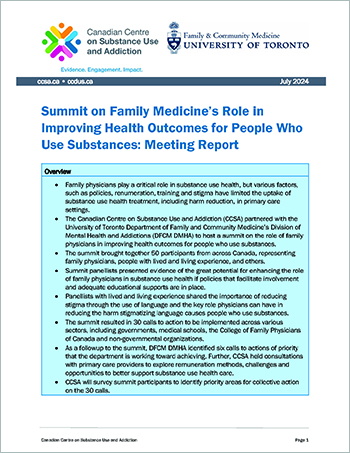 Summit on Family Medicine’s Role in Improving Health Outcomes for People Who Use Substances: Meeting Report