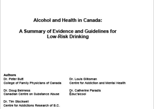 Alcohol and Health in Canada: A Summary of Evidence and Guidelines for Low-Risk Drinking