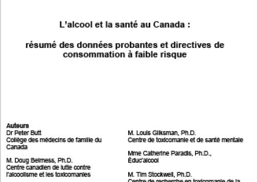 L’alcool et la santé au Canada : Résumé des données probantes et directives de consommation à faible risque