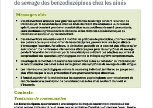 Interventions efficaces pour gérer les symptômes de sevrage des benzodiazépines chez les aînés (Examen rapide)