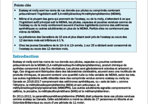 Ecstasy ou molly (MDMA) (Sommaire canadien sur la drogue)