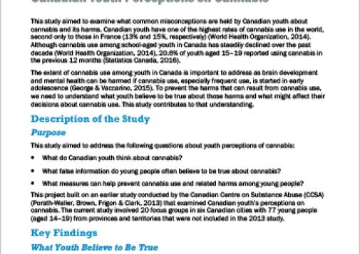 Canadian Youth Perceptions on Cannabis (Report at a Glance)
