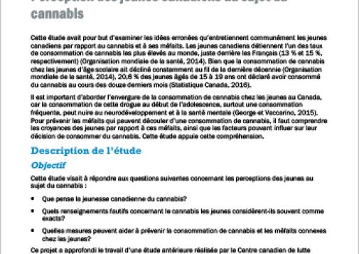 Les perceptions des jeunes canadiens sur le cannabis (Survol du rapport)