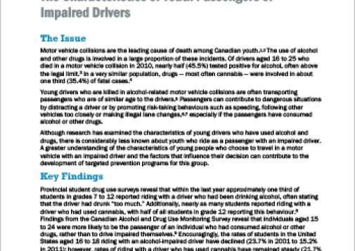 The Characteristics of Youth Passengers of Impaired Drivers (Report in Short)