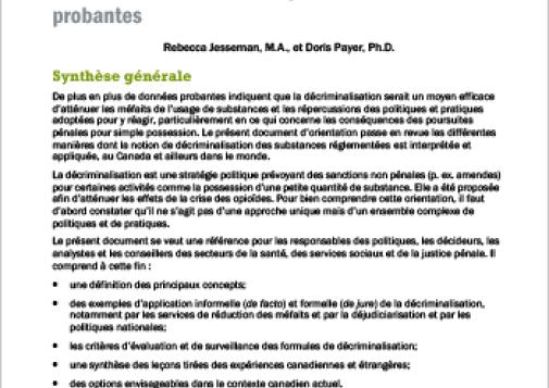 La décriminalisation : les options et les données probantes (Document d’orientation)