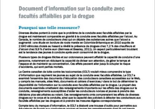 Document d’information sur la conduite avec facultés affaiblies par la drogue