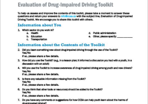 Evaluation of Drug-Impaired Driving Toolkit