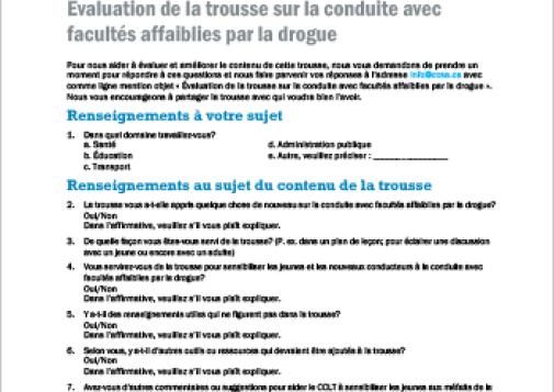 Évaluation de la trousse sur la conduite avec facultés affaiblies par la drogue