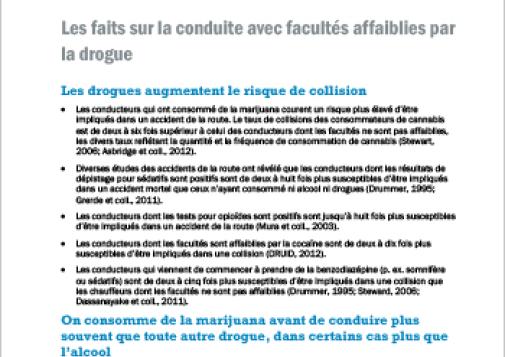 Les faits sur la conduite avec facultés affaiblies par la drogue
