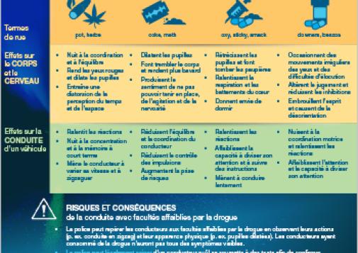 Effets des drogues sur le corps et la conduite d'un véhicule [document à distribuer]
