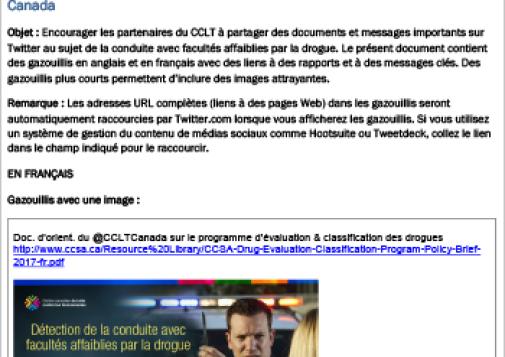 Trousse Twitter sur la conduite avec facultés affaiblies par la drogue au Canada