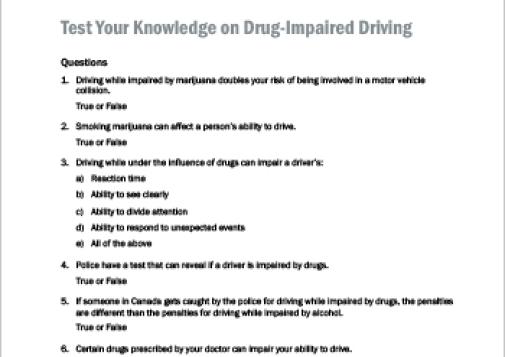 Test Your Knowledge on Drug-Impaired Driving