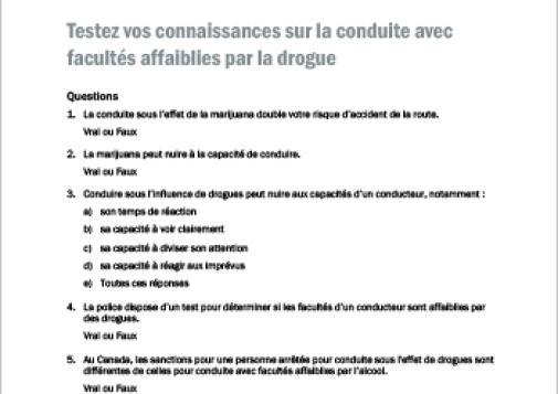 Testez vos connaissances sur la conduite avec facultés affaiblies par la drogue