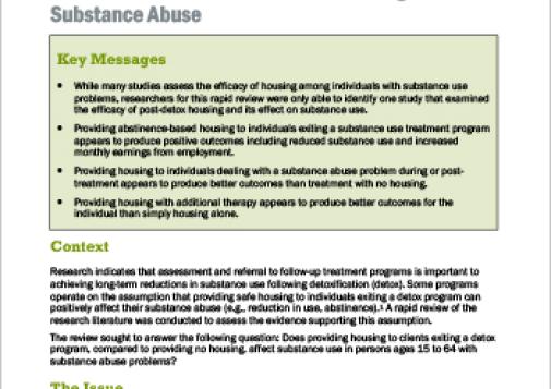 The Effect of Post-Detoxification Housing on Substance Abuse (Rapid Review)