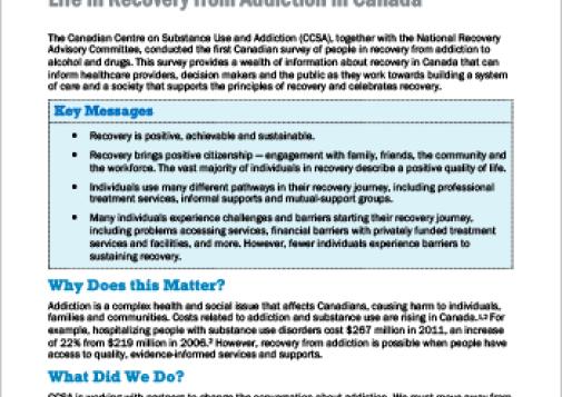 Life in Recovery from Addiction in Canada (Report at a Glance)