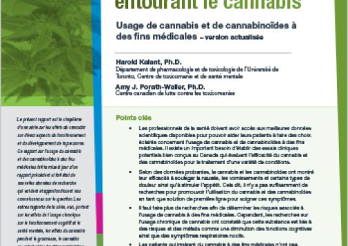 Dissiper la fumée entourant le cannabis : Usage de cannabis et de cannabinoïdes à des fins médicales – version actualisée